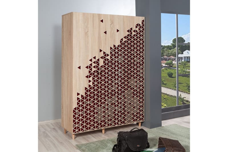 Garderob Gillberga 135 cm - Brun/Röd - Förvaring - Skåp - Förvaringsskåp