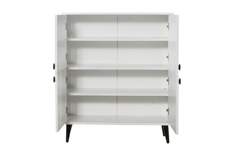 Highboard 95x111 cm - Vit/Svart/Gul - Förvaringsskåp