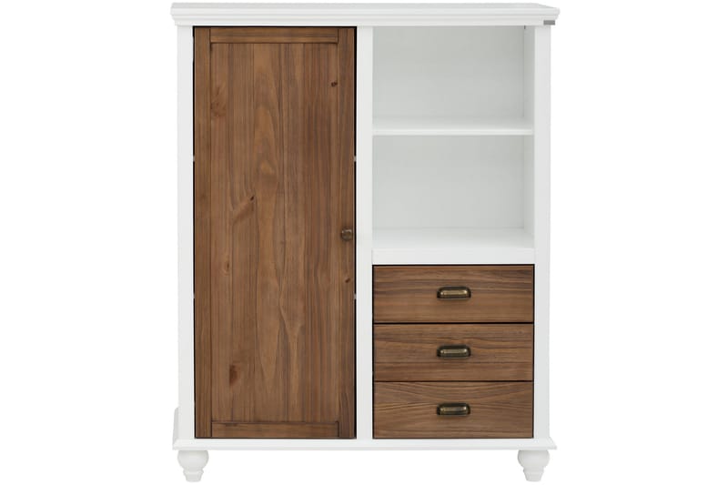 Highboard Aislinn - Vit/Brun - Förvaringsskåp