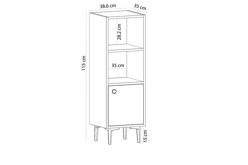 Highboard Alonea 39x35 cm - Blå/Natur/Vit - Förvaringsskåp