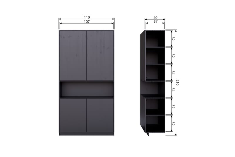 Highboard Cykko 110 cm - Svart - Förvaring - Skåp - Förvaringsskåp
