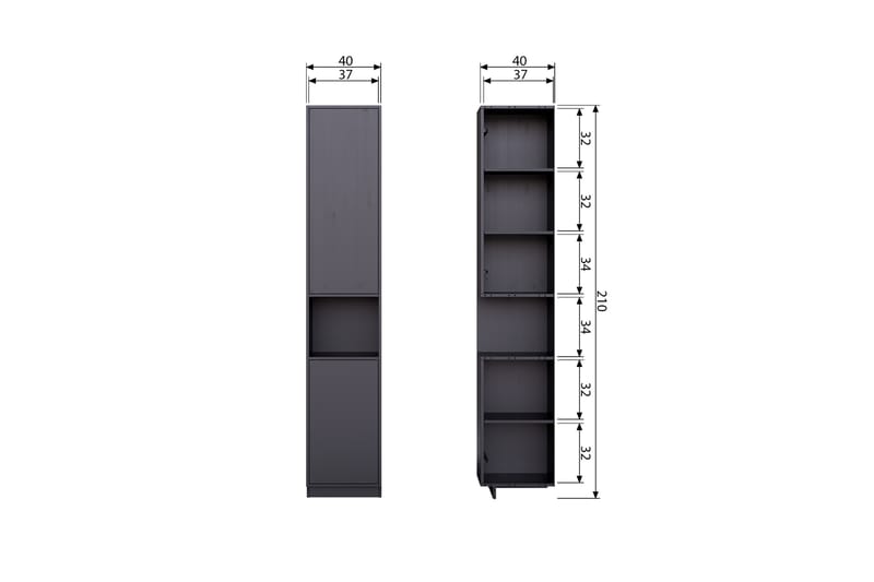 Highboard Cykko 40x40 cm - Svart - Förvaringsskåp