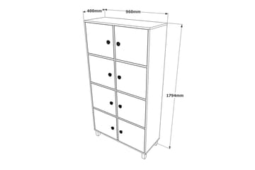 Highboard Dewat 40x96 cm - Teak/Antracit - Förvaring - Skåp - Förvaringsskåp