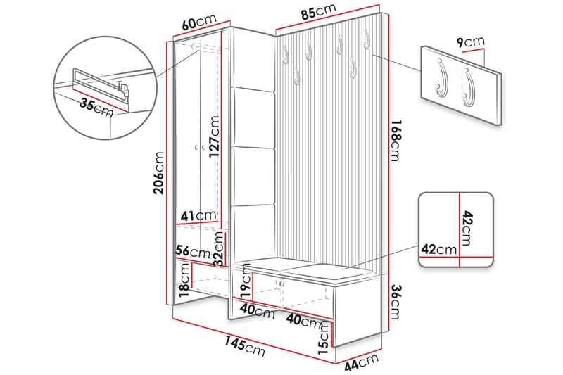Highboard Dunvegan - Rosa - Förvaring - Skåp - Förvaringsskåp