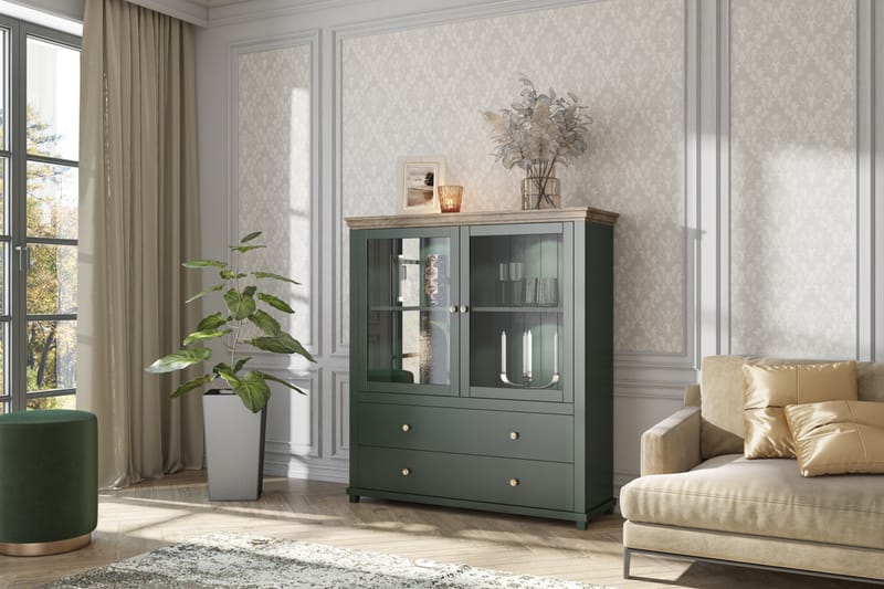 Highboard Getafez 42x126 cm - Khaki/Natur - Förvaring - Skåp - Förvaringsskåp