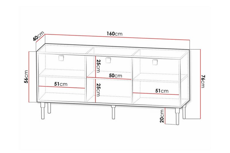 Highboard Glenndale - Vit - Förvaring - Skåp - Förvaringsskåp