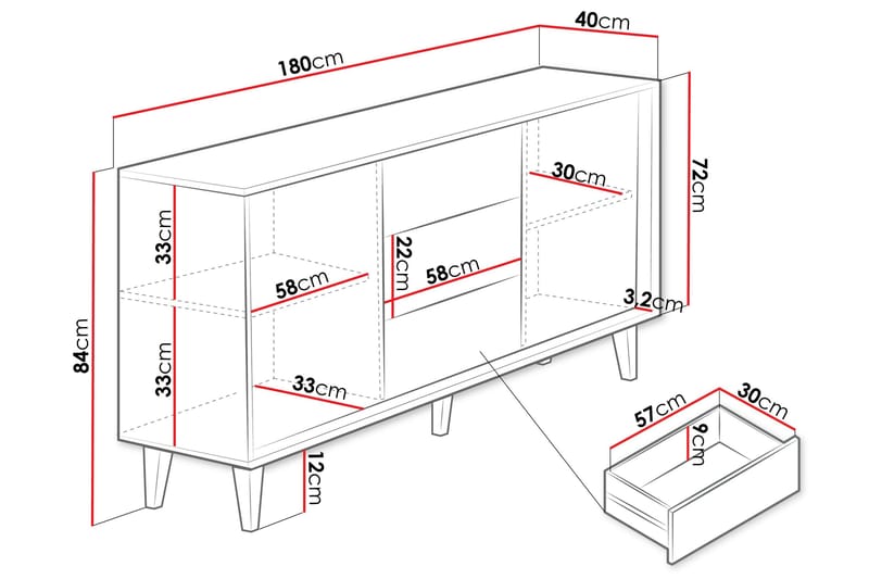 Highboard Kintore - Brun - Förvaring - Skåp - Förvaringsskåp