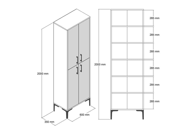 Highboard Kotzen 60x35 cm - Brun/Vit - Förvaringsskåp