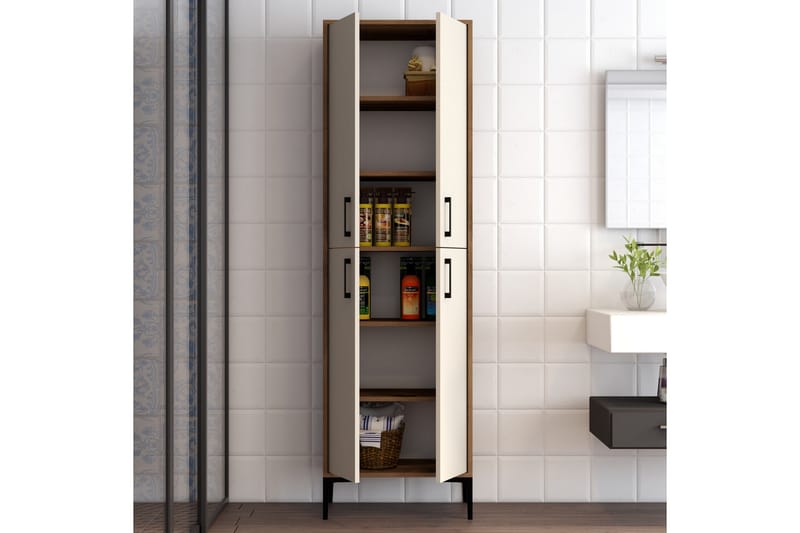 Highboard Kotzen 60x35 cm - Mörkbrun/Beige - Förvaringsskåp