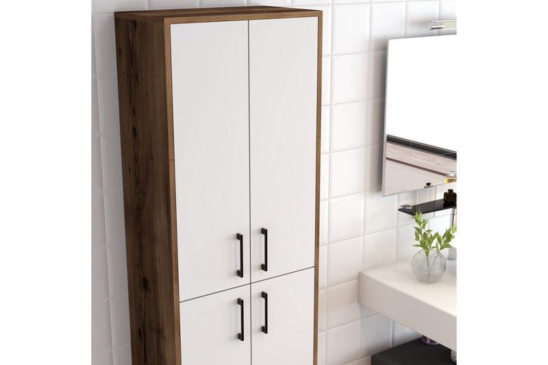 Highboard Kotzen 60x35 cm - Mörkbrun/Vit - Förvaringsskåp