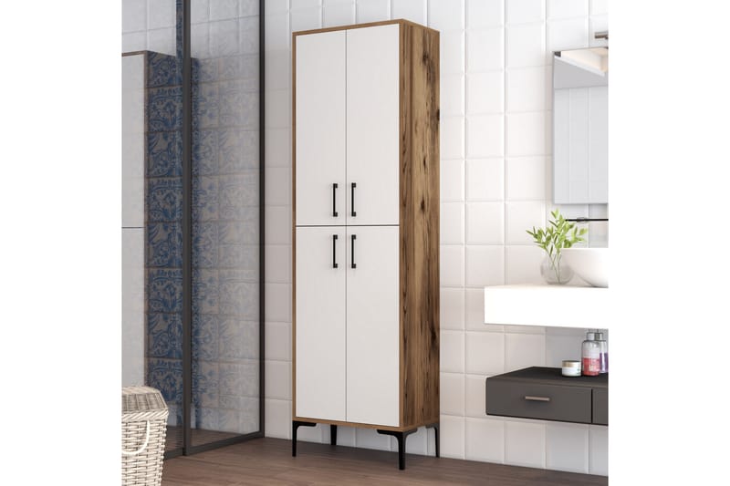 Highboard Kotzen 60x35 cm - Mörkbrun/Vit - Förvaringsskåp