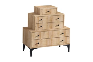 Highboard med 5 Lådor 40x80 cm - Natur/Svart - Förvaring - Skåp - Förvaringsskåp