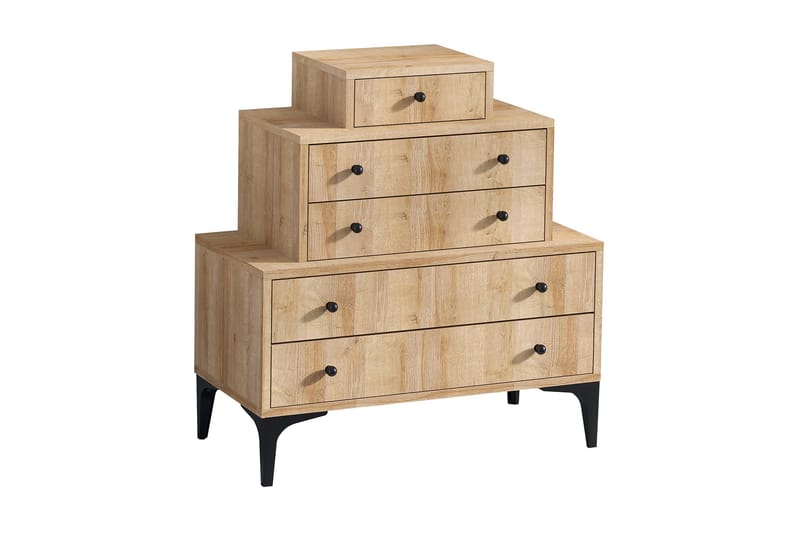 Highboard med 5 Lådor 40x80 cm - Natur/Svart - Förvaring - Skåp - Förvaringsskåp