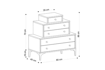 Highboard med 5 Lådor 40x80 cm - Natur/Svart - Förvaring - Skåp - Förvaringsskåp