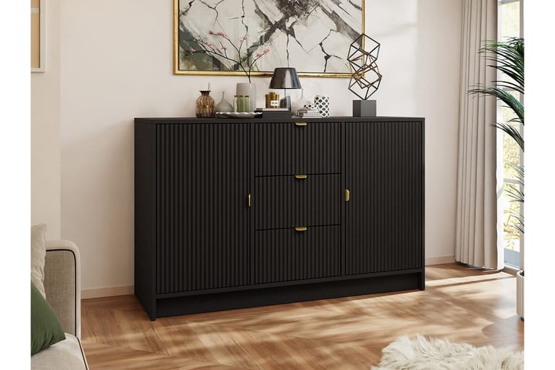 Highboard Novaj - Svart - Förvaringsskåp