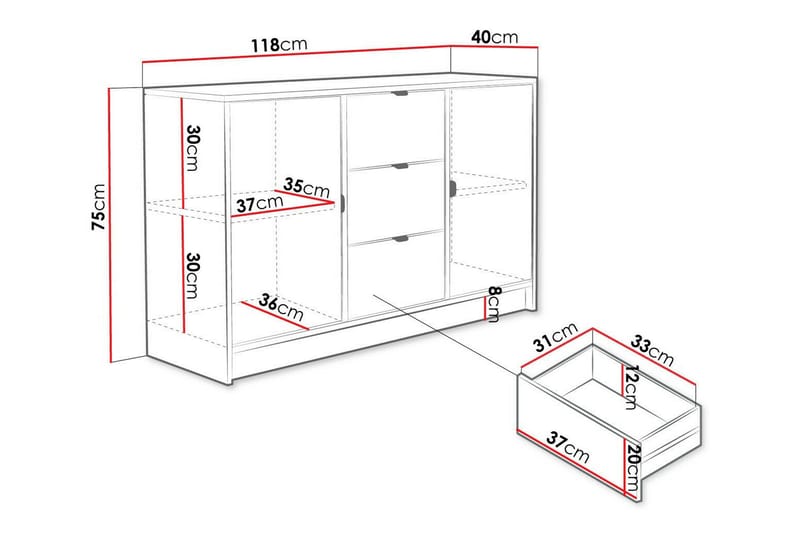 Highboard Novaj - Svart - Förvaring - Skåp - Förvaringsskåp