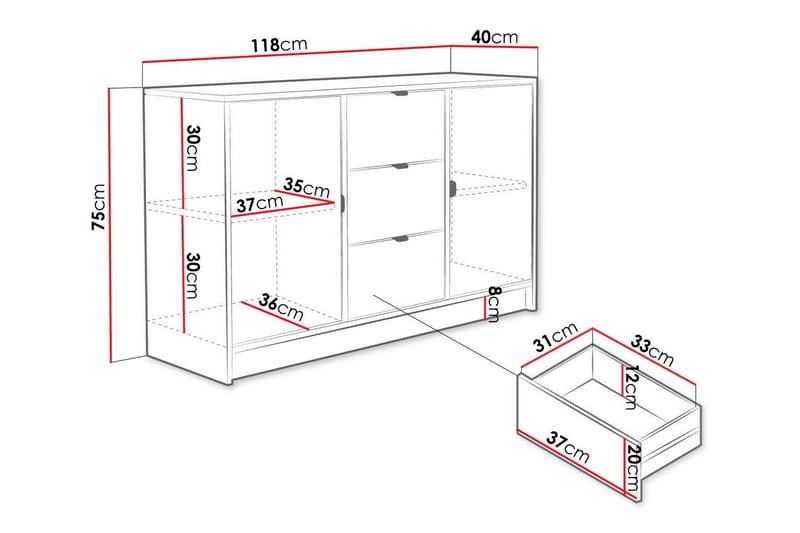 Highboard Novaj - Svart - Förvaringsskåp