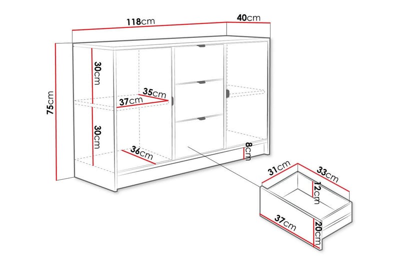 Highboard Novaj - Vit - Förvaring - Skåp - Förvaringsskåp