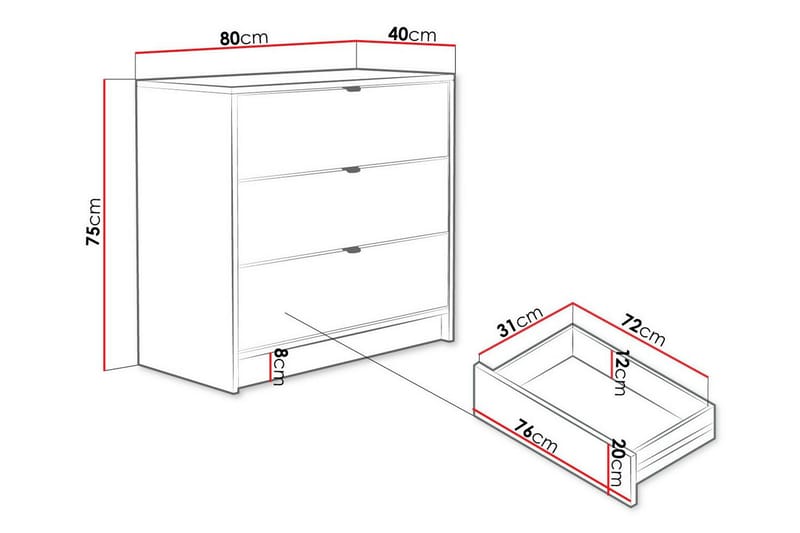 Highboard Novaj - Vit - Förvaringsskåp