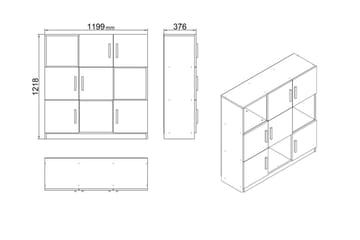 Highboard Rud 38x120 cm - Vit - Förvaring - Skåp - Förvaringsskåp