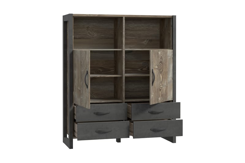 Highboard Strelcha 44x130 cm - Brun/Grå - Förvaringsskåp