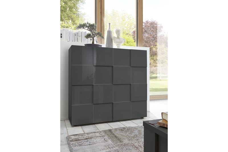 Highboard Tabor 121 cm - Grå Högglanslack - Förvaring - Skåp - Förvaringsskåp