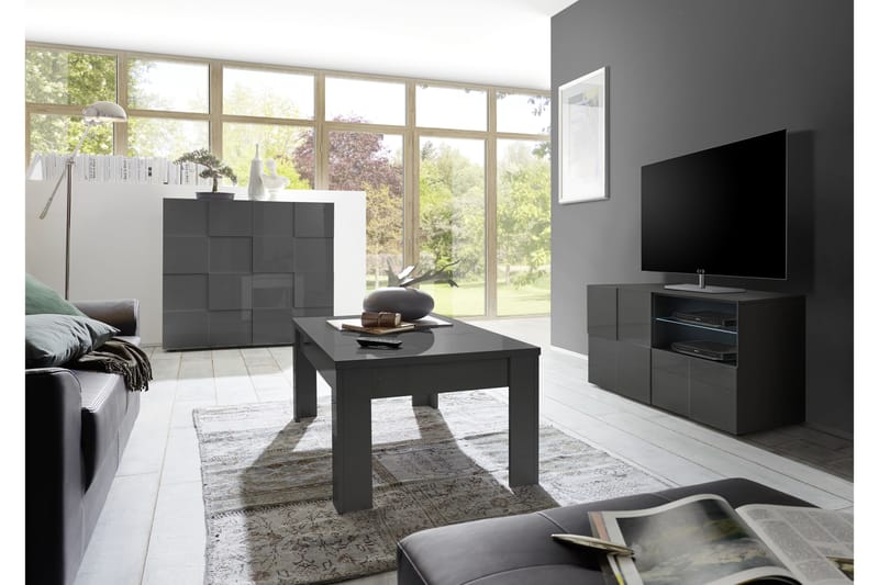 Highboard Tabor 121 cm - Grå Högglanslack - Förvaring - Skåp - Förvaringsskåp