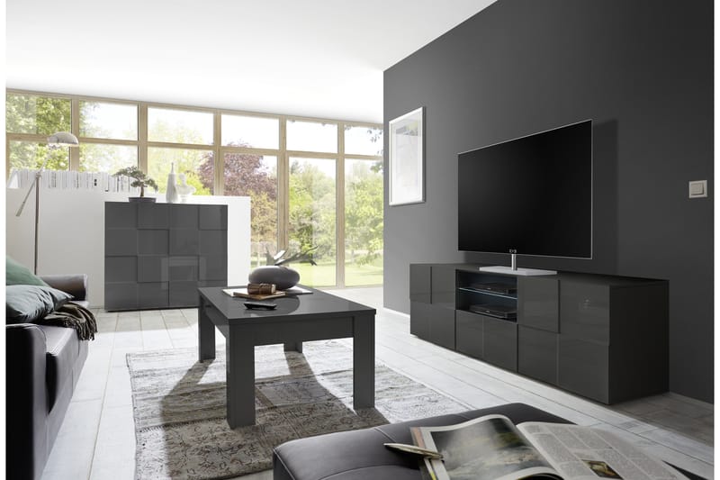 Highboard Tabor 121 cm - Grå Högglanslack - Förvaring - Skåp - Förvaringsskåp