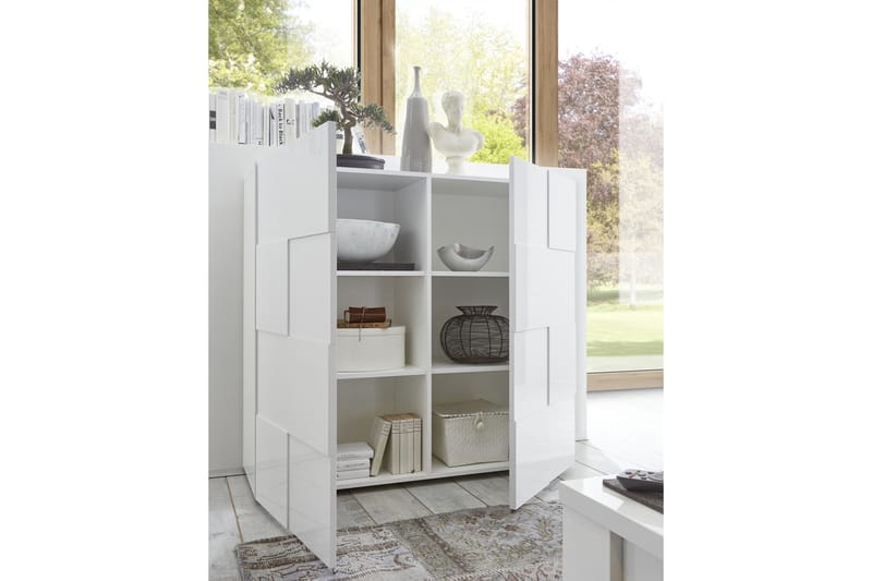 Highboard Tabor 121 cm - Vit Högglanslack - Förvaring - Skåp - Förvaringsskåp