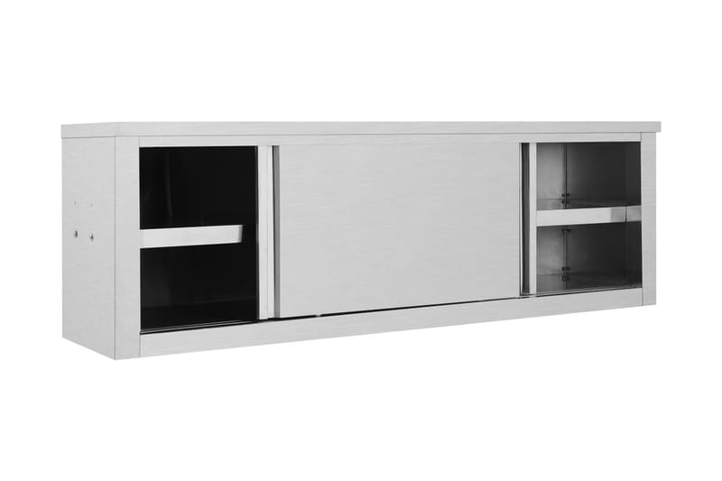 Köksskåp med skjutdörrar 150x40x50 cm rostfritt stål - Grå - Förvaringsskåp