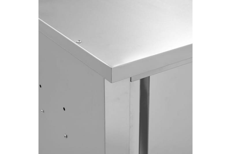 Köksskåp med skjutdörrar 150x40x50 cm rostfritt stål - Grå - Förvaringsskåp