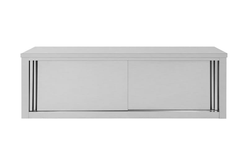 Köksskåp med skjutdörrar 150x40x50 cm rostfritt stål - Grå - Förvaringsskåp