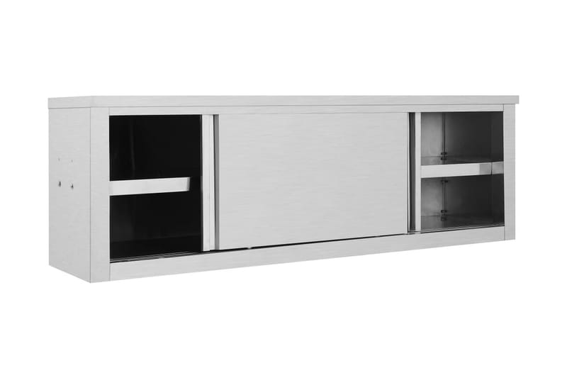 Köksskåp med skjutdörrar 150x40x50 cm rostfritt stål - Grå - Förvaringsskåp