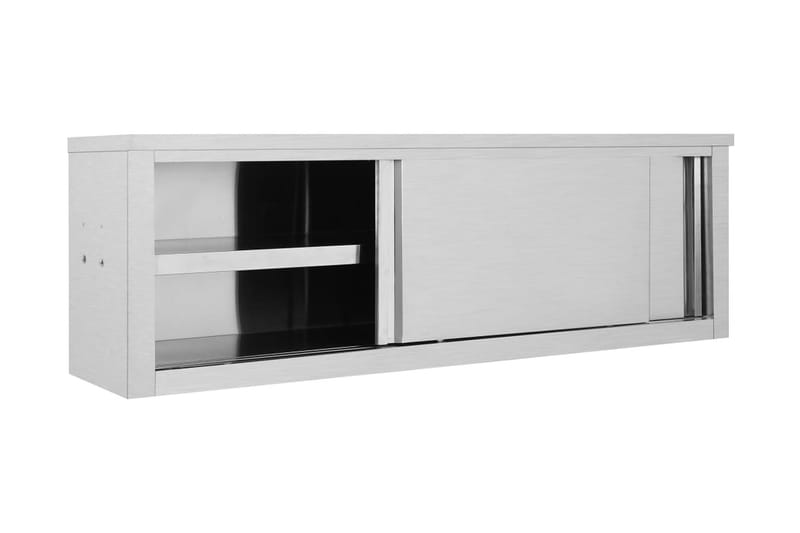Köksskåp med skjutdörrar 150x40x50 cm rostfritt stål - Grå - Förvaringsskåp