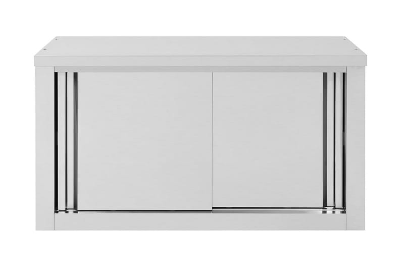 Köksskåp med skjutdörrar 90x40x50 cm rostfritt stål - Grå - Förvaringsskåp