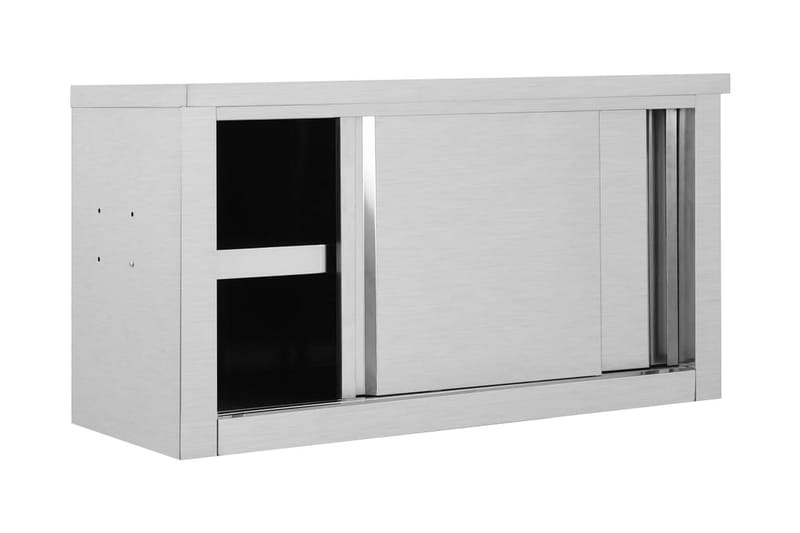 Köksskåp med skjutdörrar 90x40x50 cm rostfritt stål - Grå - Förvaringsskåp