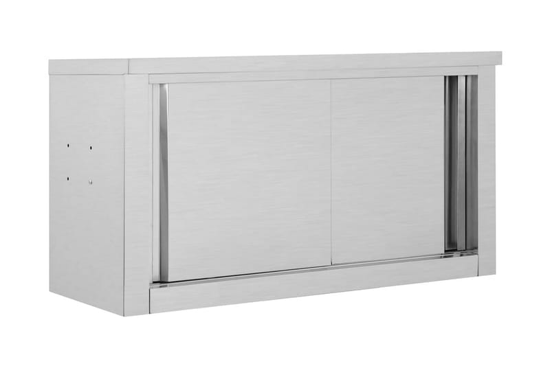 Köksskåp med skjutdörrar 90x40x50 cm rostfritt stål - Grå - Förvaringsskåp