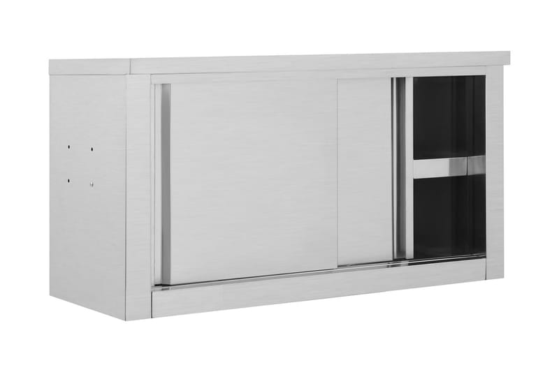 Köksskåp med skjutdörrar 90x40x50 cm rostfritt stål - Grå - Förvaringsskåp