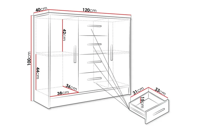 Kintore Highboard - Vit - Förvaring - Skåp - Förvaringsskåp