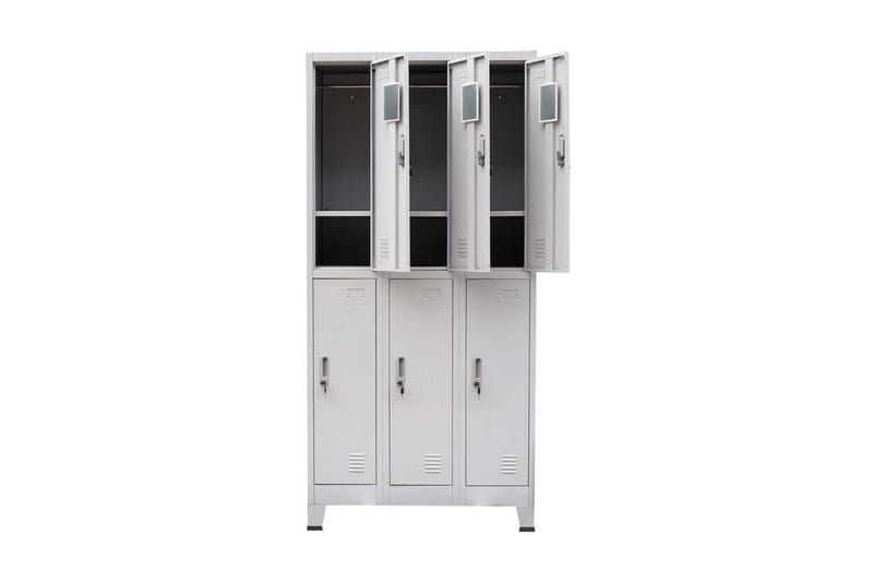 Klädskåp för omklädningsrum med 6 fack stål 90x45x180 cm grå - Grå - Förvaringsskåp - Klädskåp & omklädningsskåp