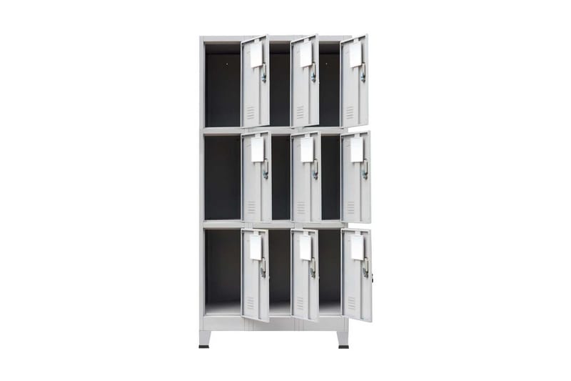 Klädskåp för omklädningsrum med 9 fack stål 90x45x180 cm grå - Grå - Förvaringsskåp - Klädskåp & omklädningsskåp