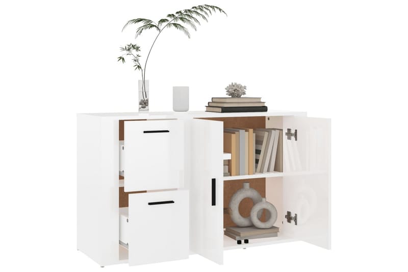 beBasic Förvaringsskåp vit högglans 100x33x59,5 cm konstruerat trä - White - Dokumentskåp