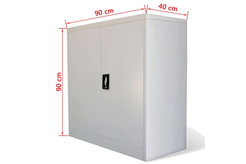 Kontorsskåp 2 dörrar 90 cm stål - Grå - Dokumentskåp
