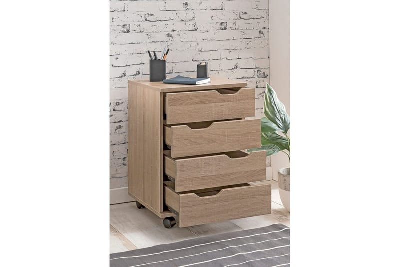 Rullkontejner Wohnling 4 lådor i foliebelagd spånskiva med hjul, modern - Förvaring - Förvaringsmöbler - Byrå - Hurts