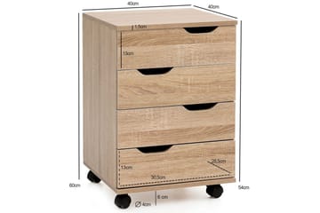 Rullkontejner Wohnling 4 lådor i foliebelagd spånskiva med hjul, modern - Förvaring - Förvaringsmöbler - Byrå - Hurts