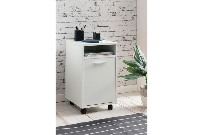 Rullkontejner Wohnling förvaringsbricka, 1 dörr, folierad spånskiva med hjul, modern stil Vit - Vit - Förvaring - Förvaringsmöbler - Byrå - Hurts