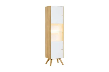 Nature Vitrinskåp 40 cm djup 50,5 cm bred 207,5 cm hög Trä Ek Glas - Vit/Trä/natur - Förvaring - Skåp - Förvaringsskåp