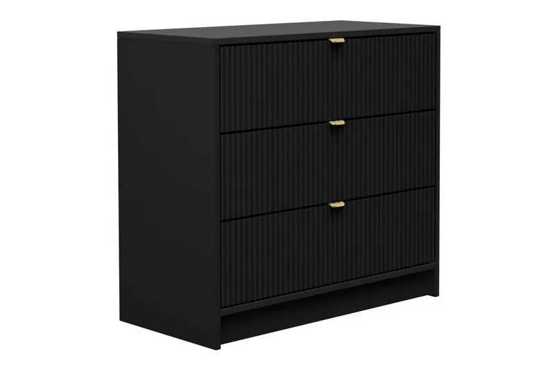 Novaj Hög byrå 80x40x75 cm i Trä med Förvaringslådor - Svart - Förvaring - Skåp - Förvaringsskåp