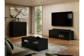 Novaj Hög byrå 80x40x75 cm i Trä med Förvaringslådor - Svart - Förvaring - Skåp - Förvaringsskåp