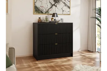 Novaj Hög byrå 80x40x75 cm i Trä med Förvaringslådor - Svart - Förvaring - Skåp - Förvaringsskåp